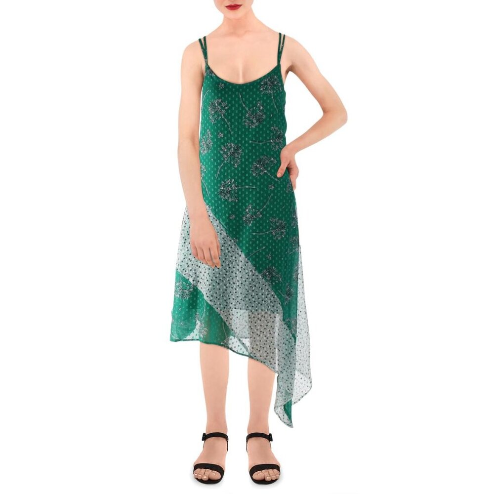 NWT Q & A CHIFFON ASYMMETRIC MIDI DRESS - M